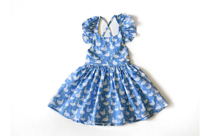 Ruffle Sleeve Dress in Ducks