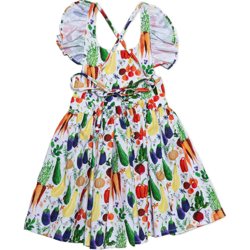 Ruffle Sleeve Dress in Veggies