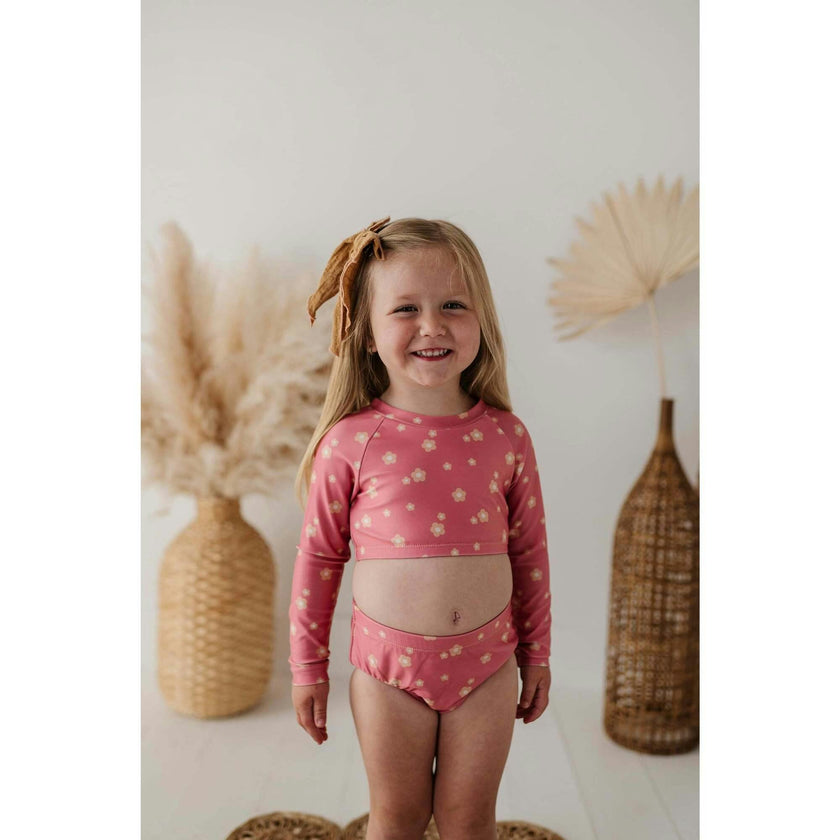 Girl's Two-Piece Crop Swim Set Retro Shades