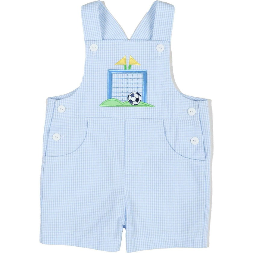 Check Seersucker Shortall With Soccer Goal