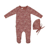 Elegant Floral Footie and Beanie Set