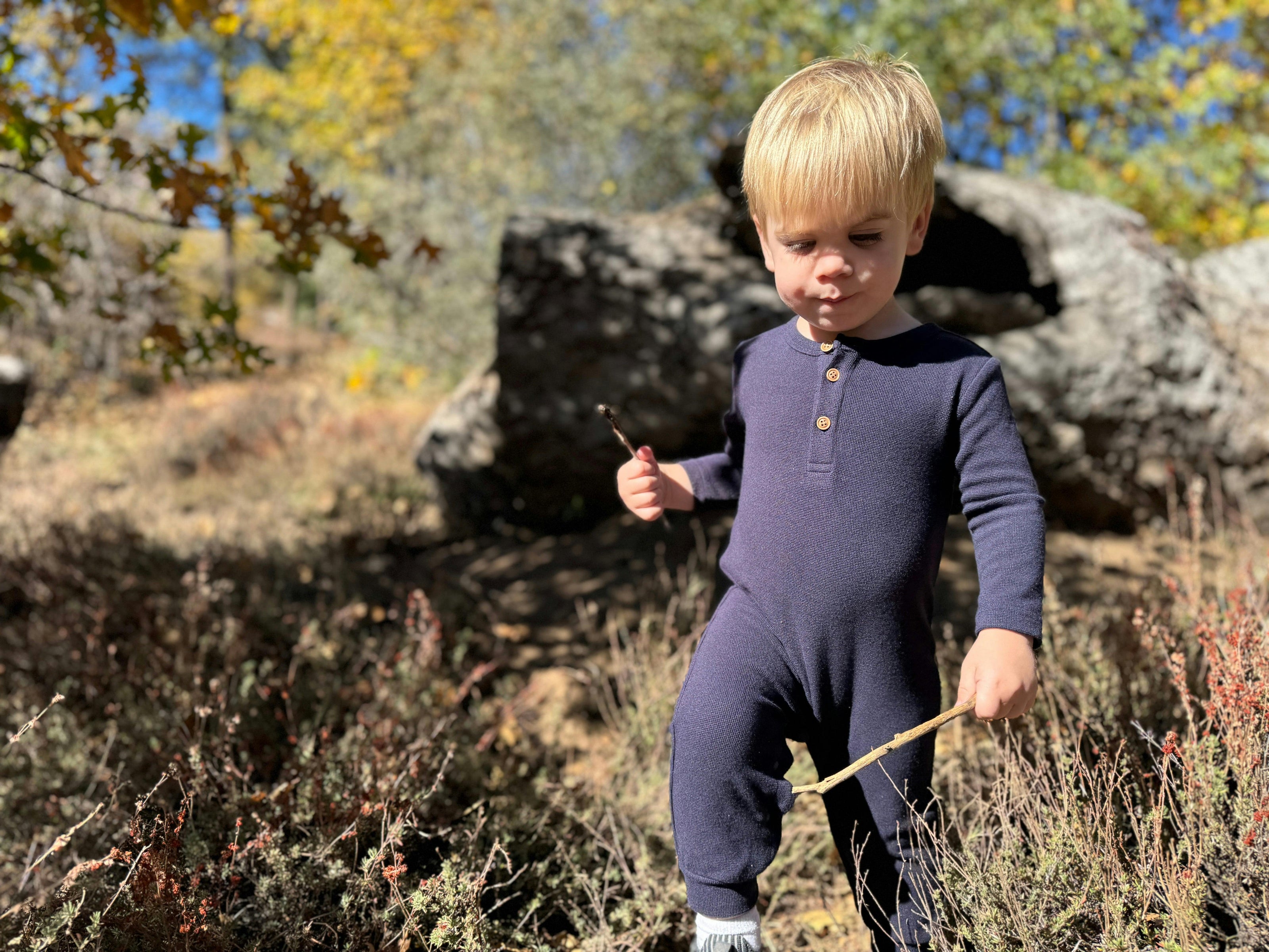 MASON Navy Henley Romper
