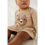 Girl's Bodysuit Dress Set Winter Floral