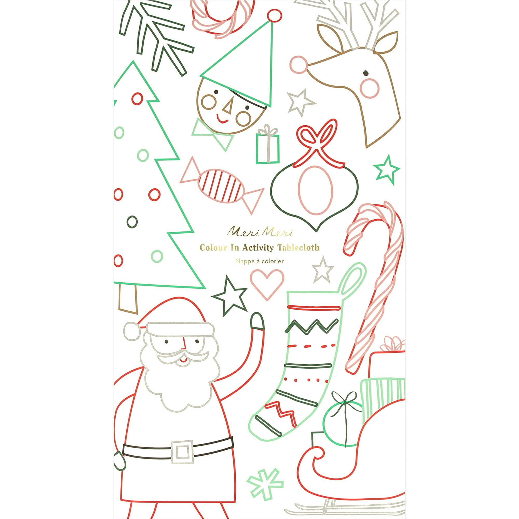 Christmas Color In Activity Tablecloth
