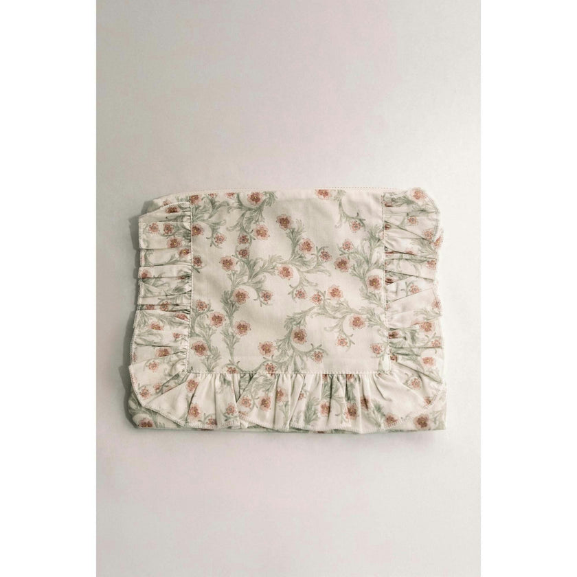Lilac Vine Scroll Timeless Floral Ruffle Zipper Pouch