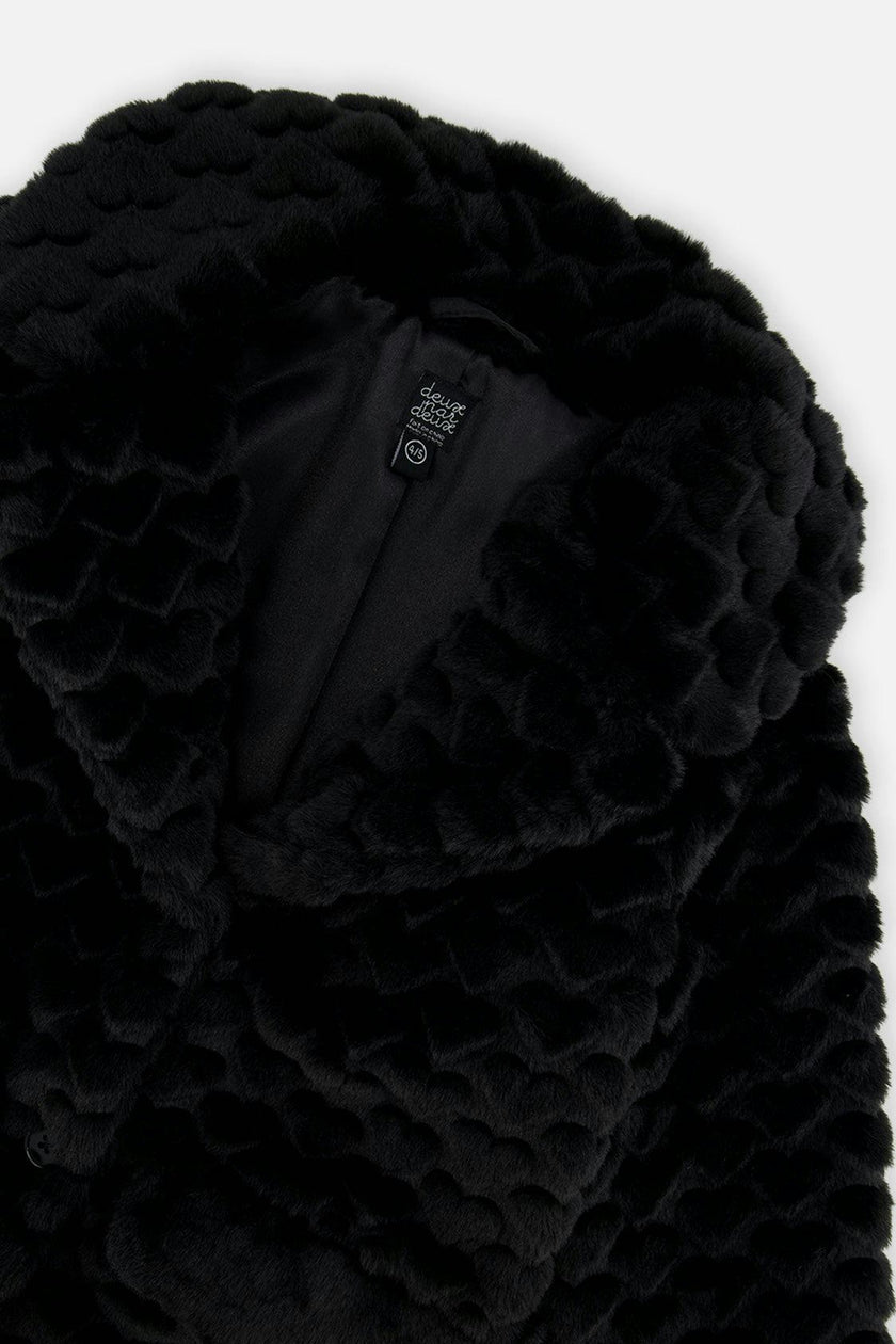 Faux Fur Long Coat Black
