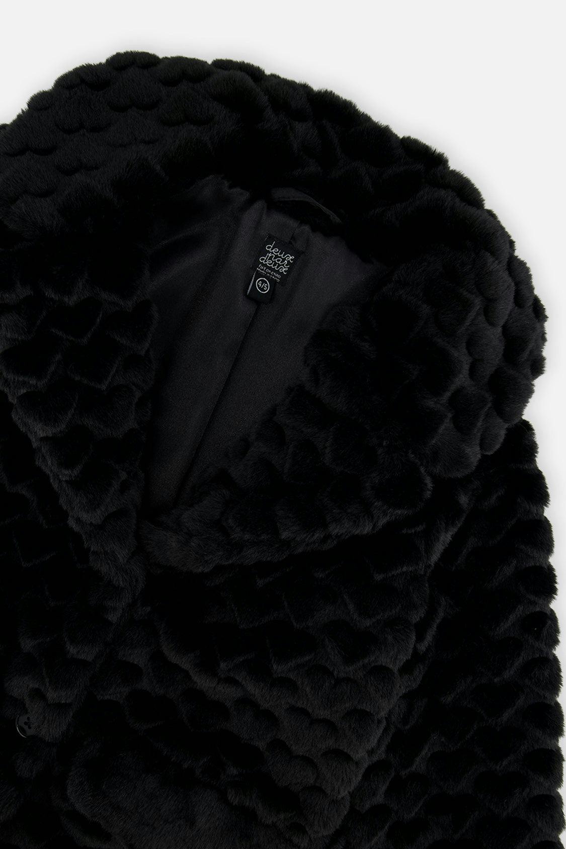 Faux Fur Long Coat Black
