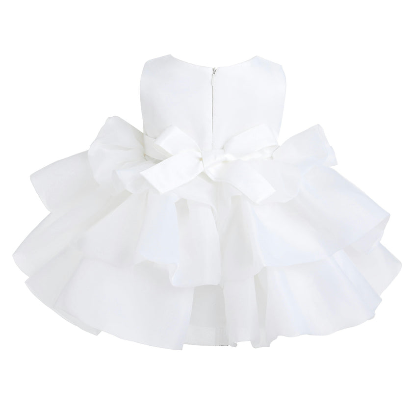 White Altheira Bow Ruffle Dress