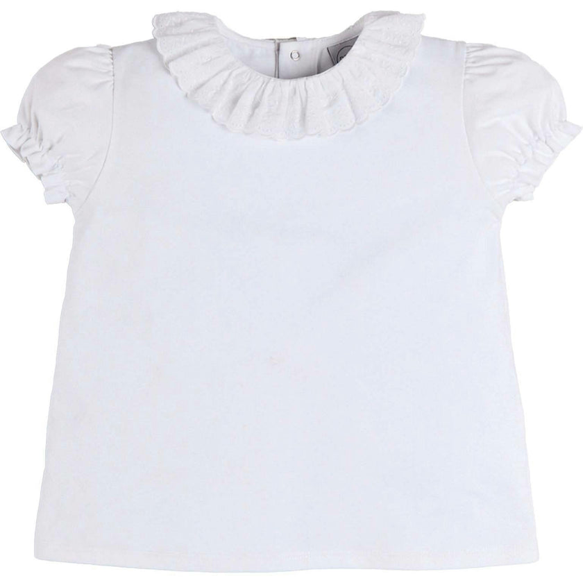 Broderie Anglaise Frill Collar Top in White (2-12yrs)
