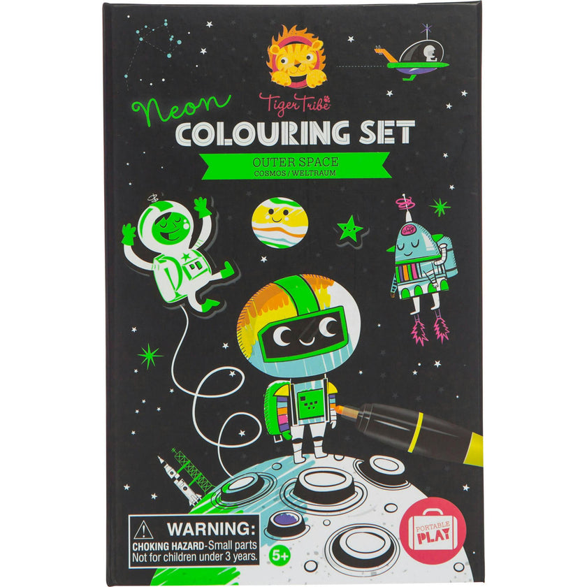 Tribe: Neon Coloring Set - Outer Space Activity Set w/ Stickers