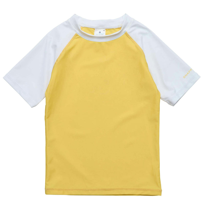 Yellow White Sleeve Sustainable SS Rash Top