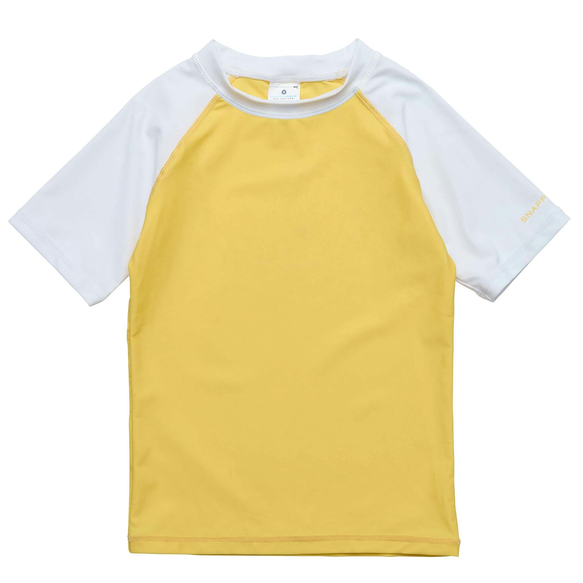 Yellow White Sleeve Sustainable SS Rash Top
