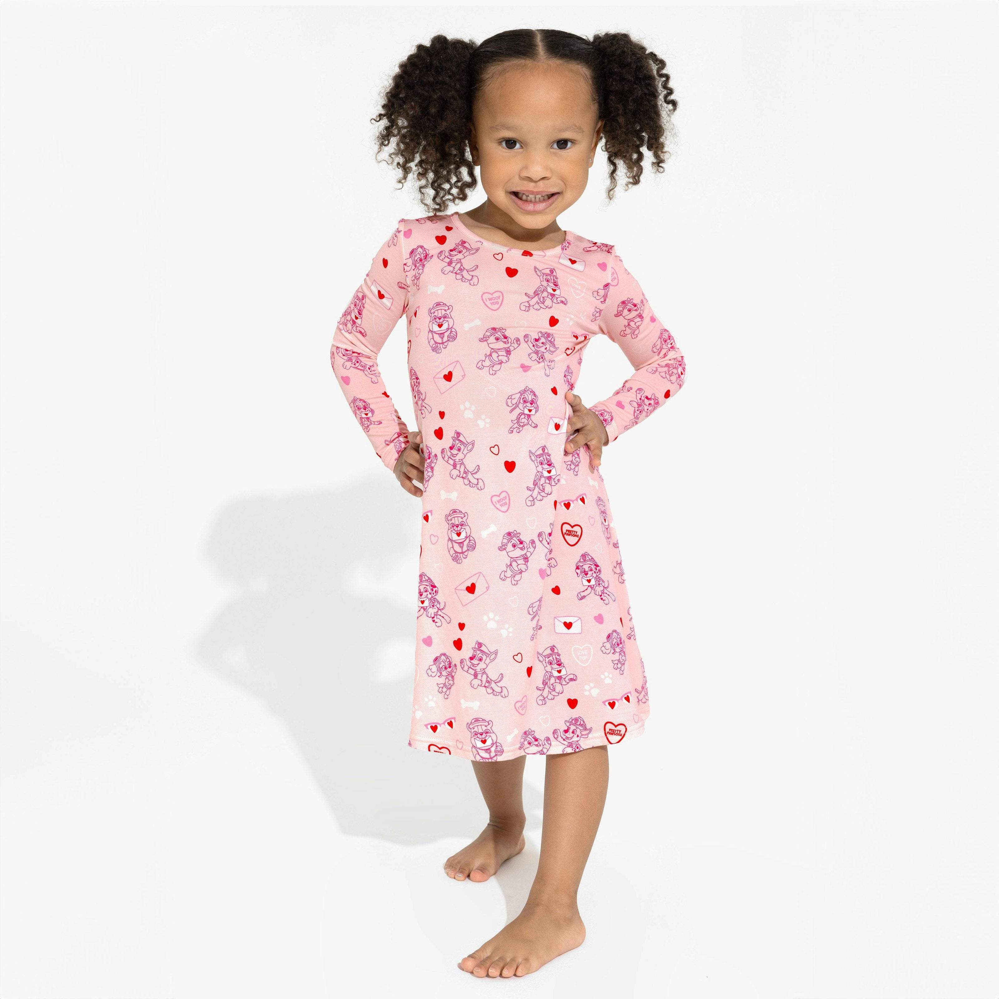 PAW Patrol: Love Paws Pink Bamboo Girls' Long Sleeve Dress