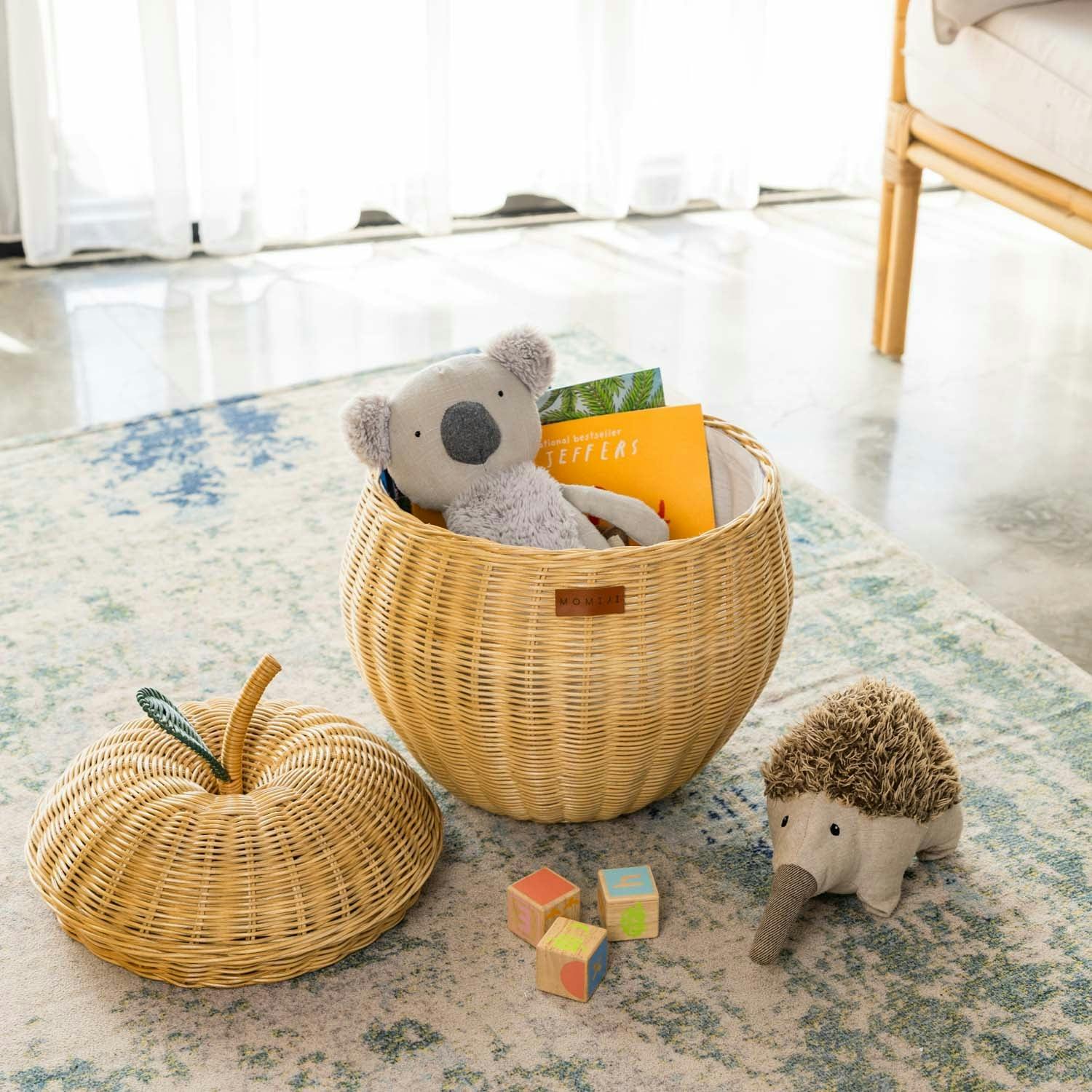 Handcrafted - Apple Storage Basket Natural (Medium) - Rattan Wicker