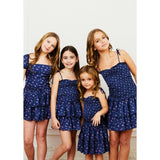 Georgia Navy Rose Satin Smocked Top
