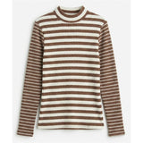 Rib Stripe Mock Neck
