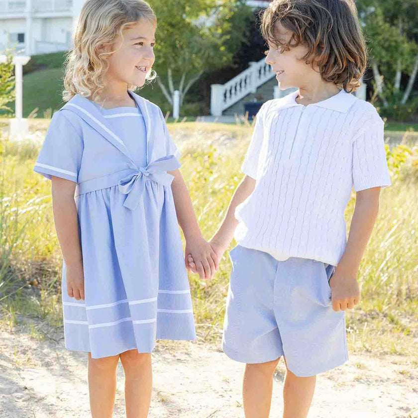 Short Sleeve Polo Cable Sweater