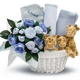 Personalized Three Little Giraffes Luxury New Baby Hamper