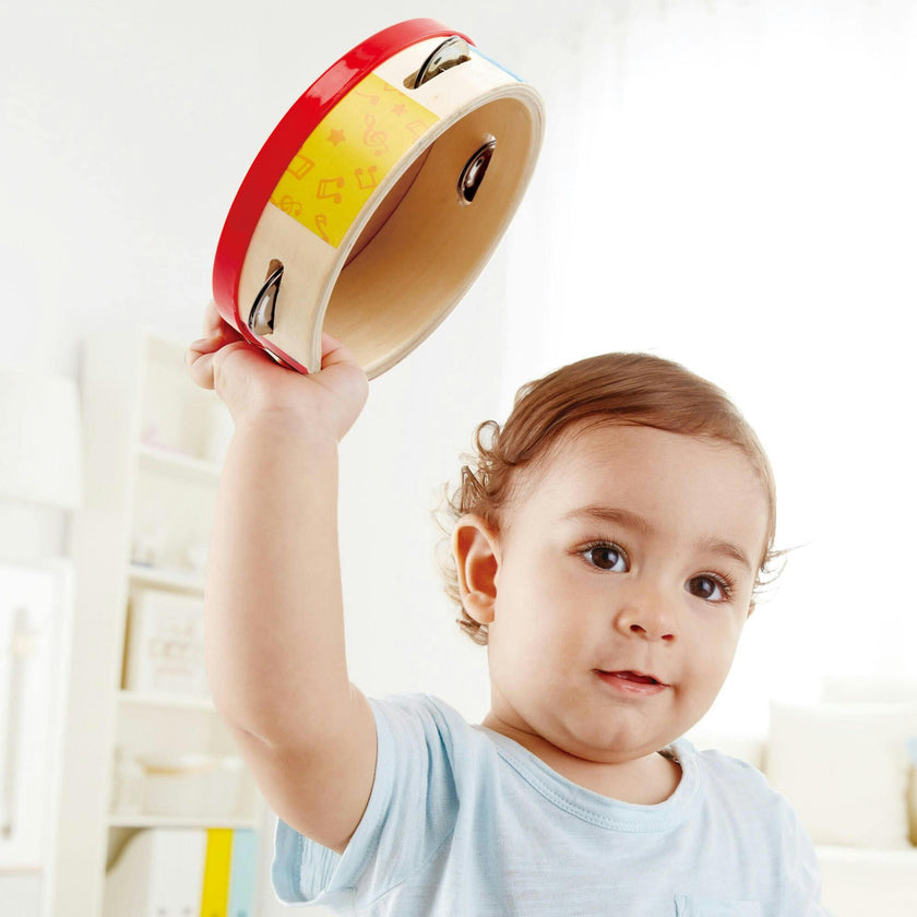Hape: Tap-Along Tambourine&nbsp;- Wooden Hand Drum & Shaker Toy