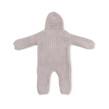 Chenille - Stone Hooded Romper with Striped Texture