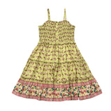 Girls Smock Button Front Tiered Dress in Rose Border
