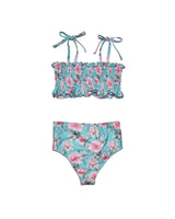 Girls Ruched Bikini Set – Adjustable Straps & High-Waisted Bottoms (Meadowlight)