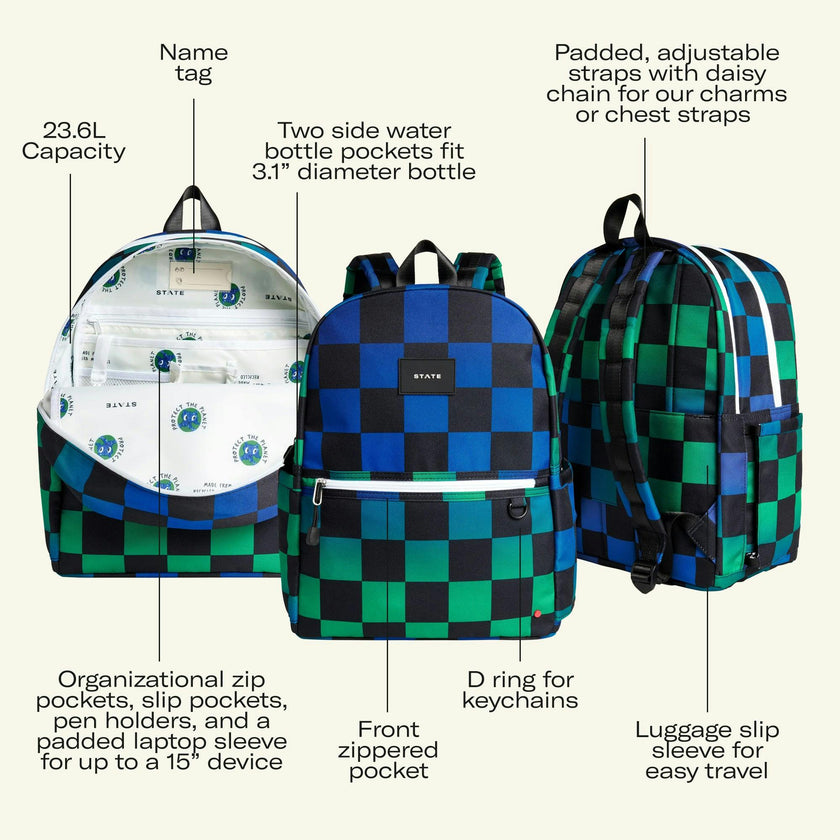 Kane Double Pocket Backpack, Gradient Checkerboard