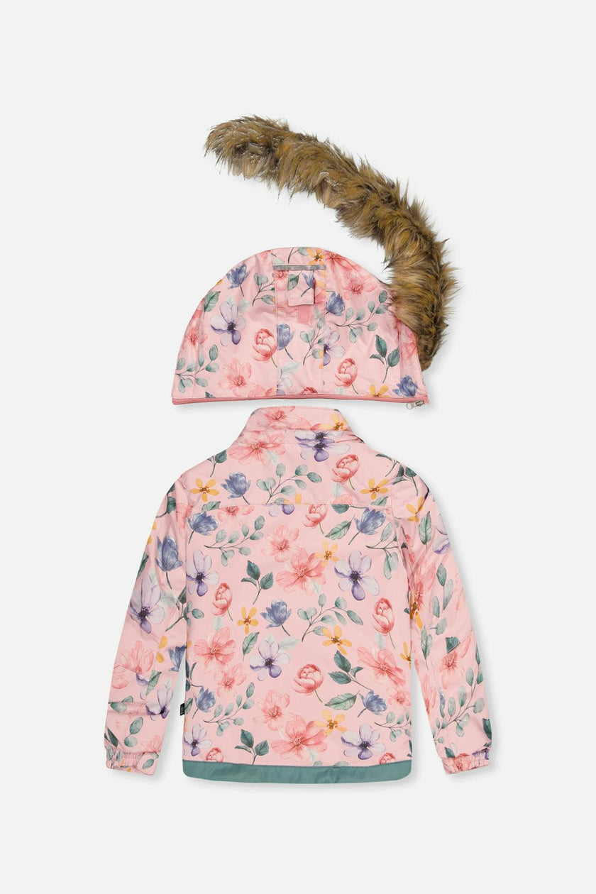 Two Piece Play Snowsuit Pink Vintage Floral Print