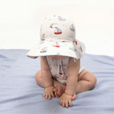 Bubbly Sailboats Blue - Wide Brim Sun Hat