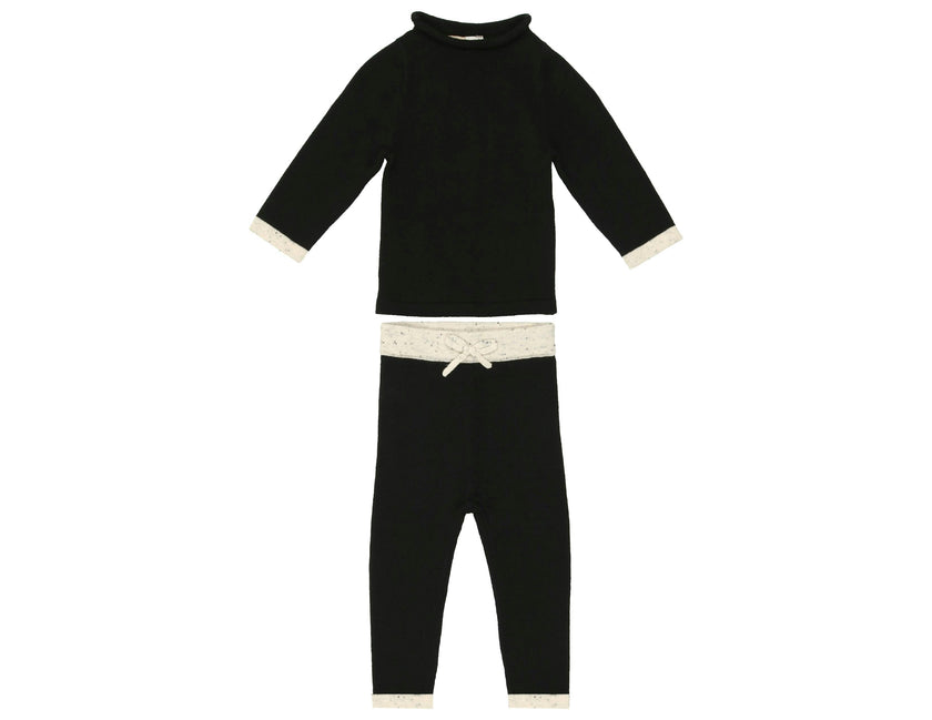 Half Flecked Long Sleeve Sweater & Pant 2-Piece Set