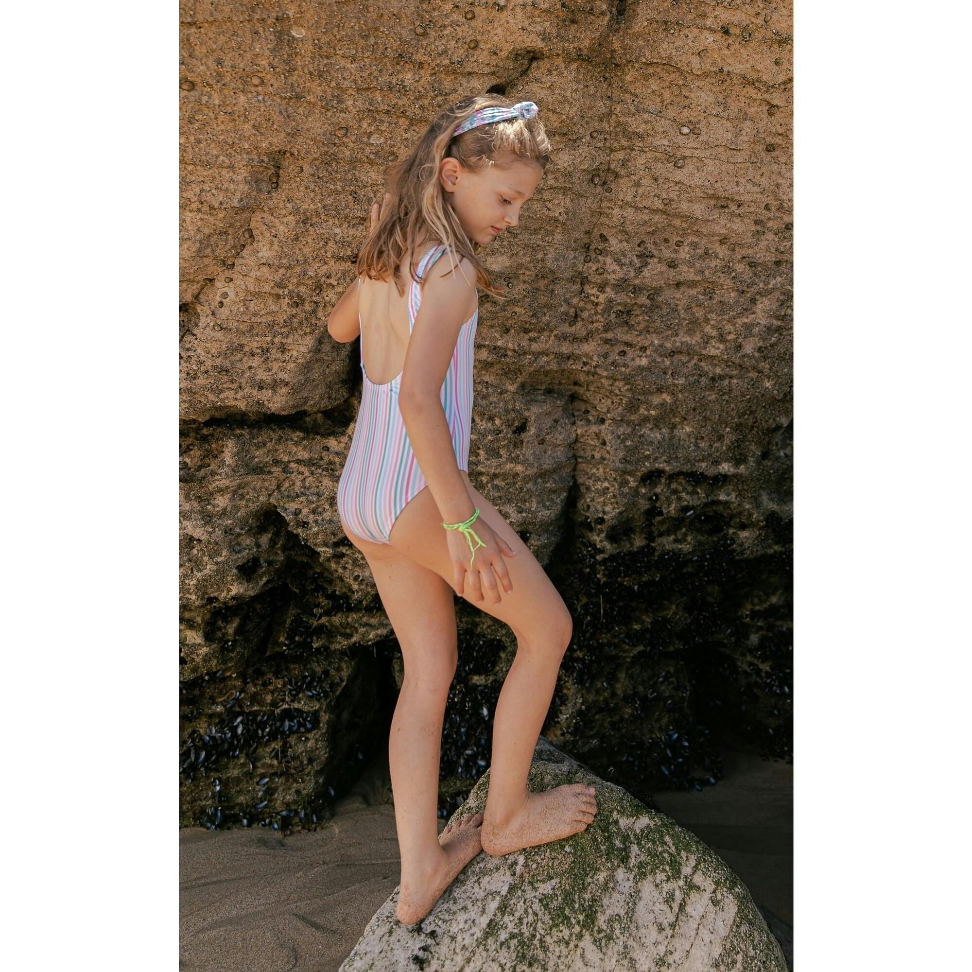 Stripes With Bow One-Piece Swimsuit, Multi