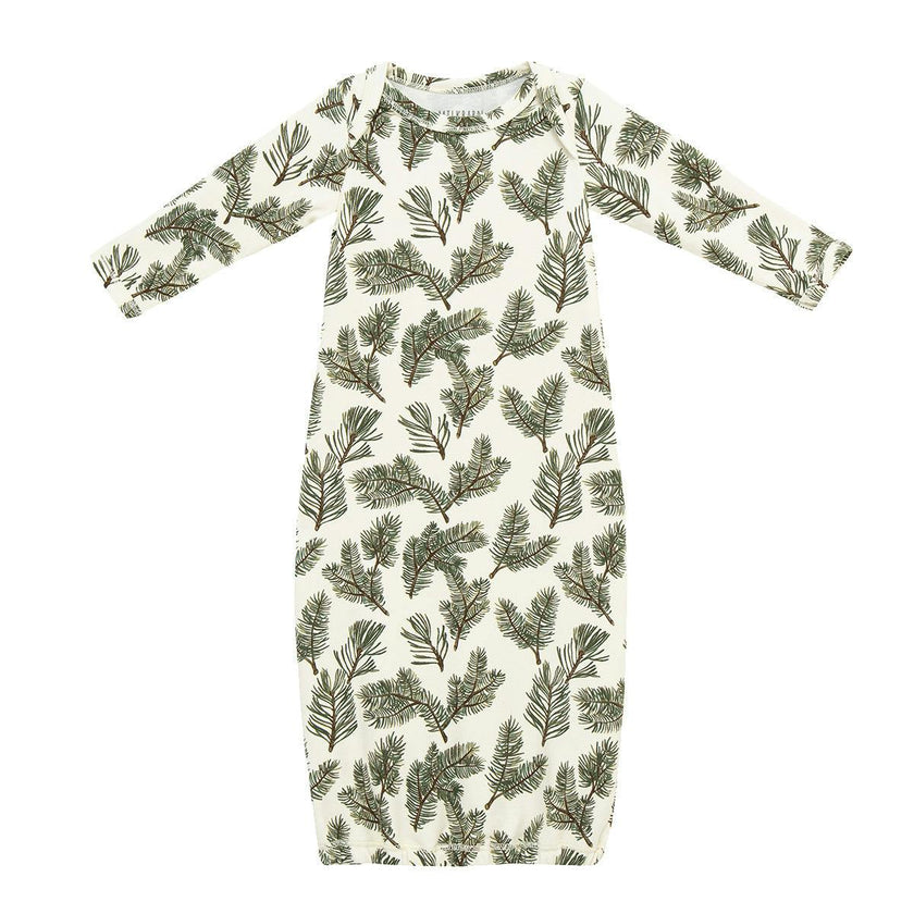 Pine Brushed Newborn Gown & Hat Set