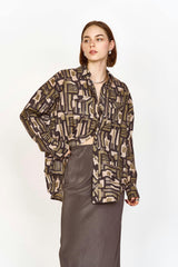 Kyoto Shirt in Olive Labyrinth