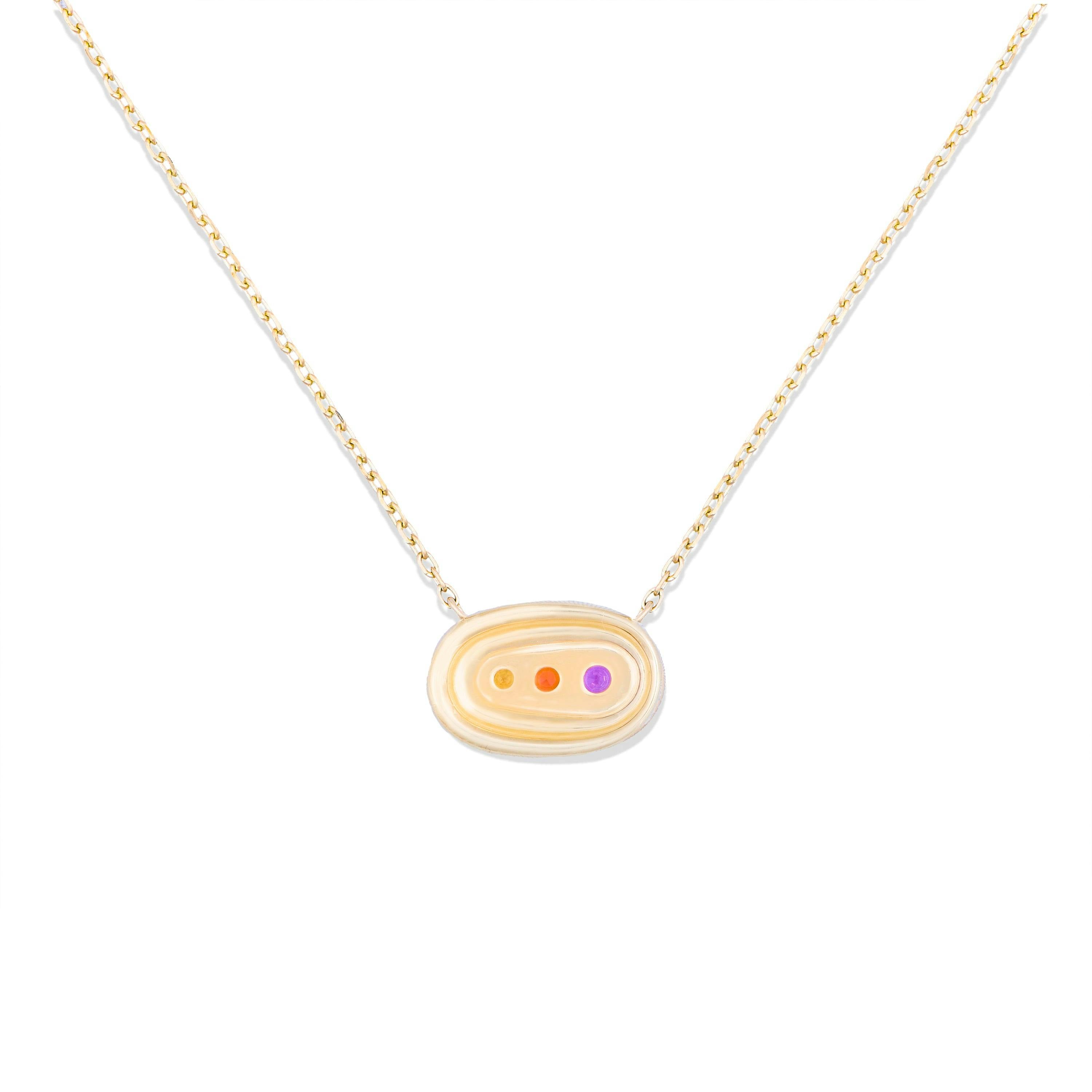 Found Small Nest Pendant Necklace - Pink, Orange & Yellow Sapphire