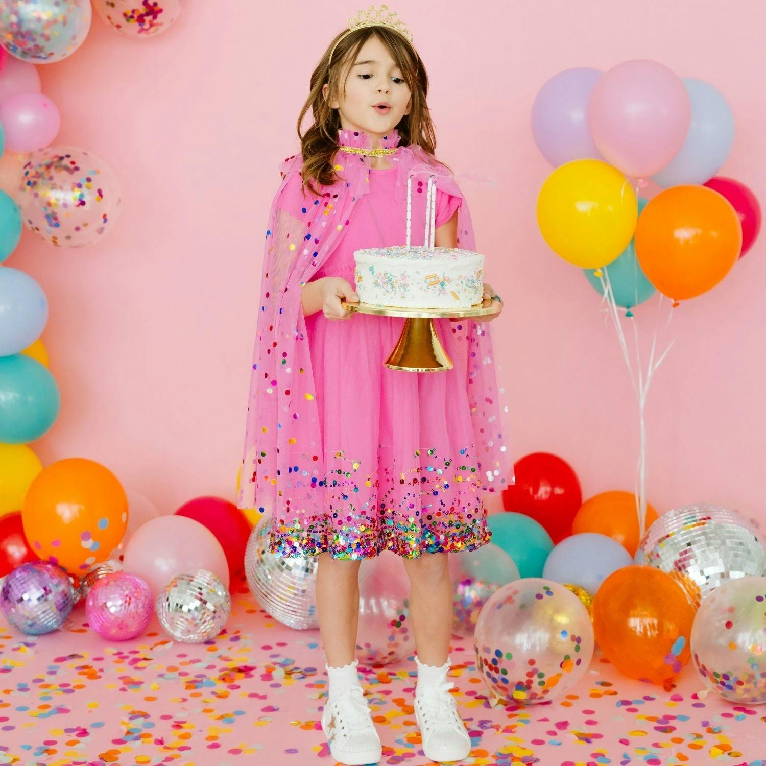 Raspberry Confetti Short Sleeve Tutu Dress