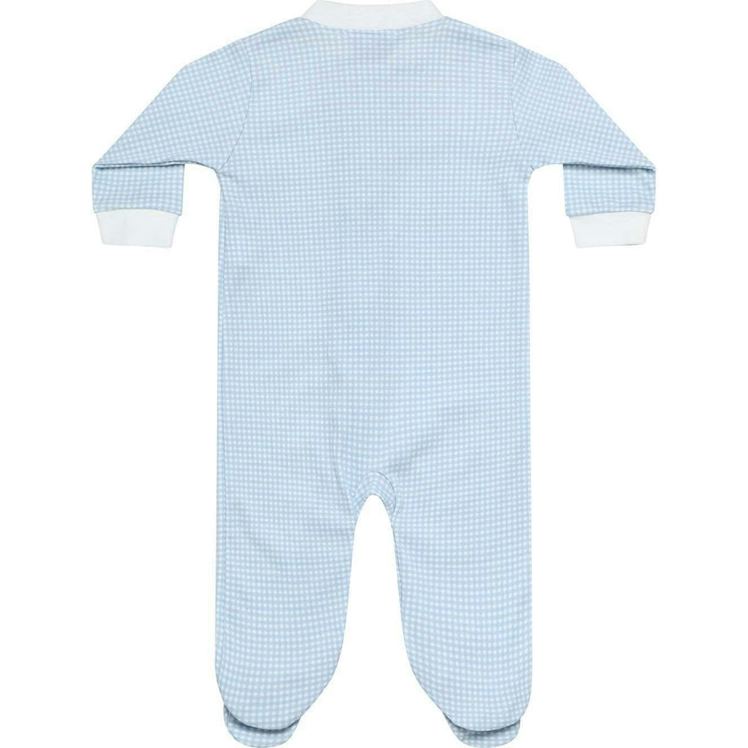 Blue Gingham Zipper Footie