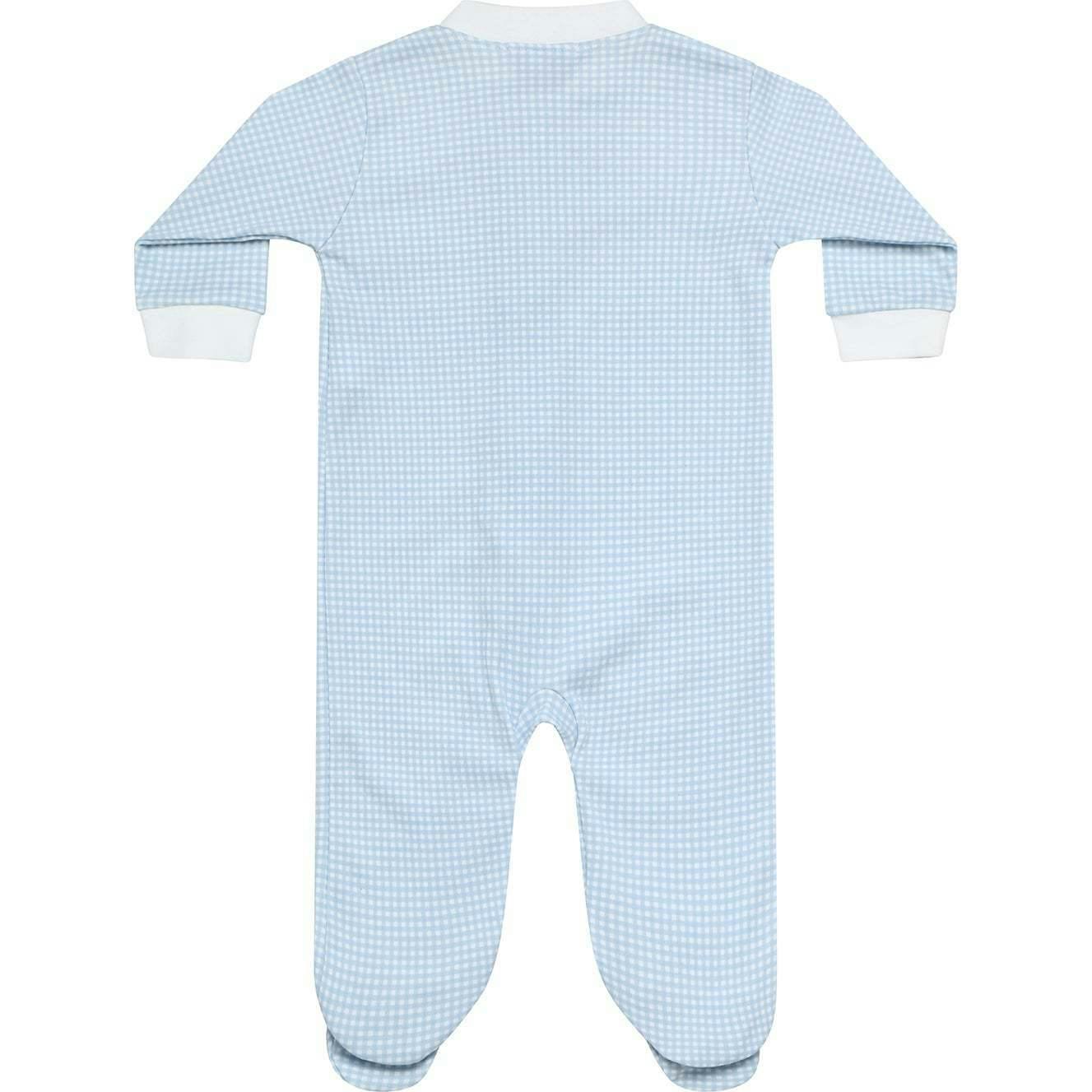 Blue Gingham Zipper Footie
