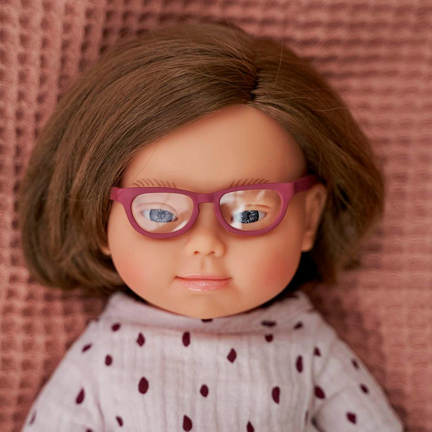 Baby Doll Caucasian Girl With Down Syndrome With Glasses 15''
