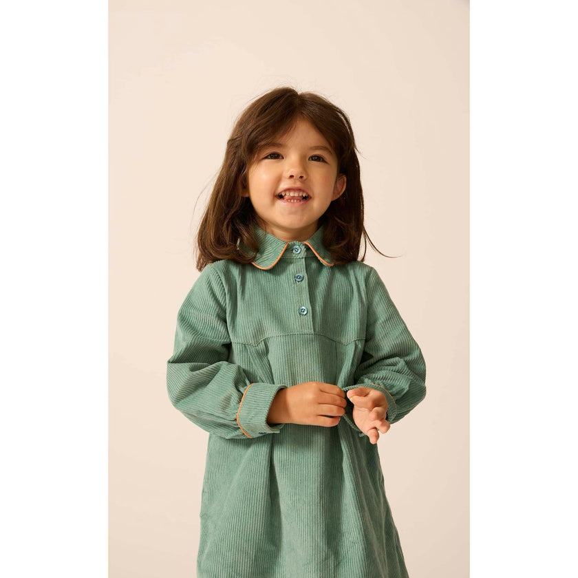 Shirtdress in Teal Tambourine Corduroy