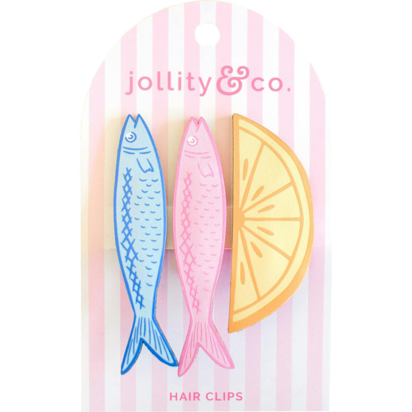 Lemon and Sardines Vegan Leather Hair Clip Set