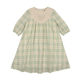 Embroidered Windowpane Long Sleeve Dress