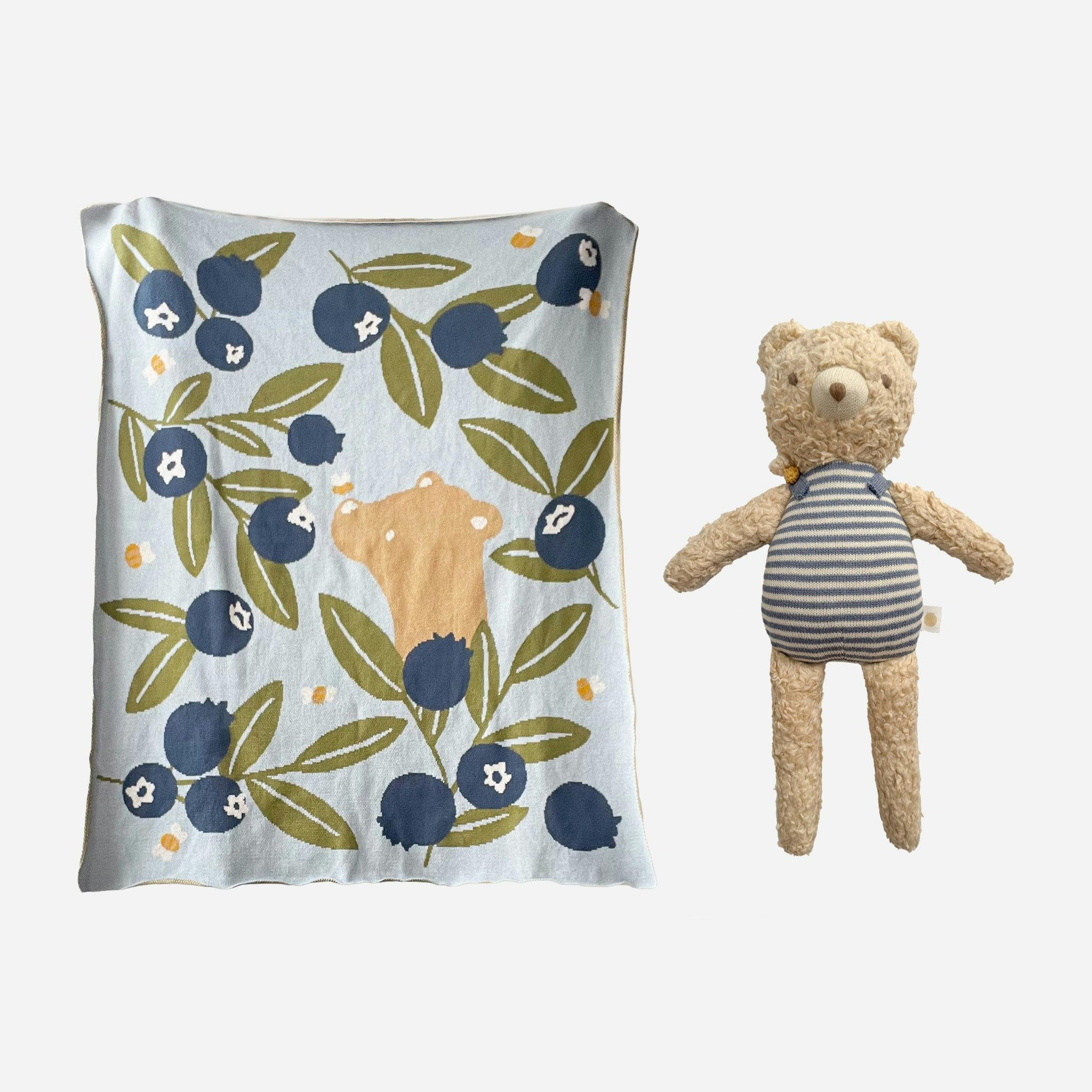 Blueberry Blanket and Henry Bear Plush Toy Set