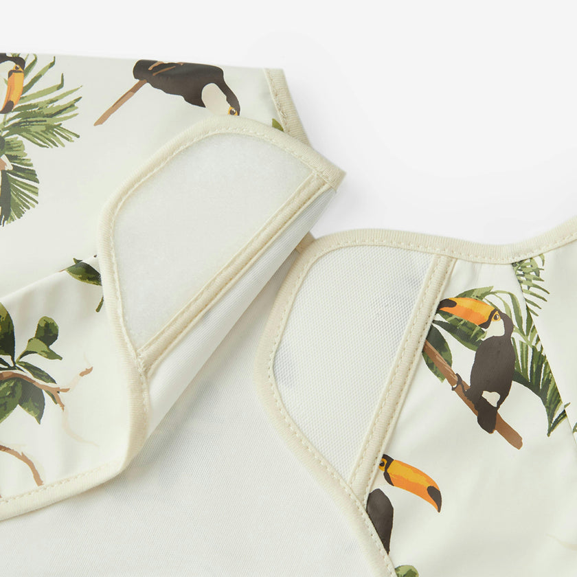 White Long Sleeve Pocket Bib