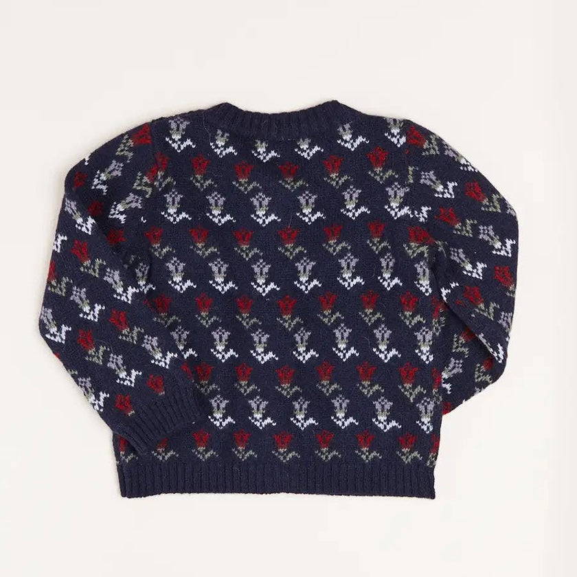 Floral Ruffle Bib Cardigan in Blue (2-10yrs)