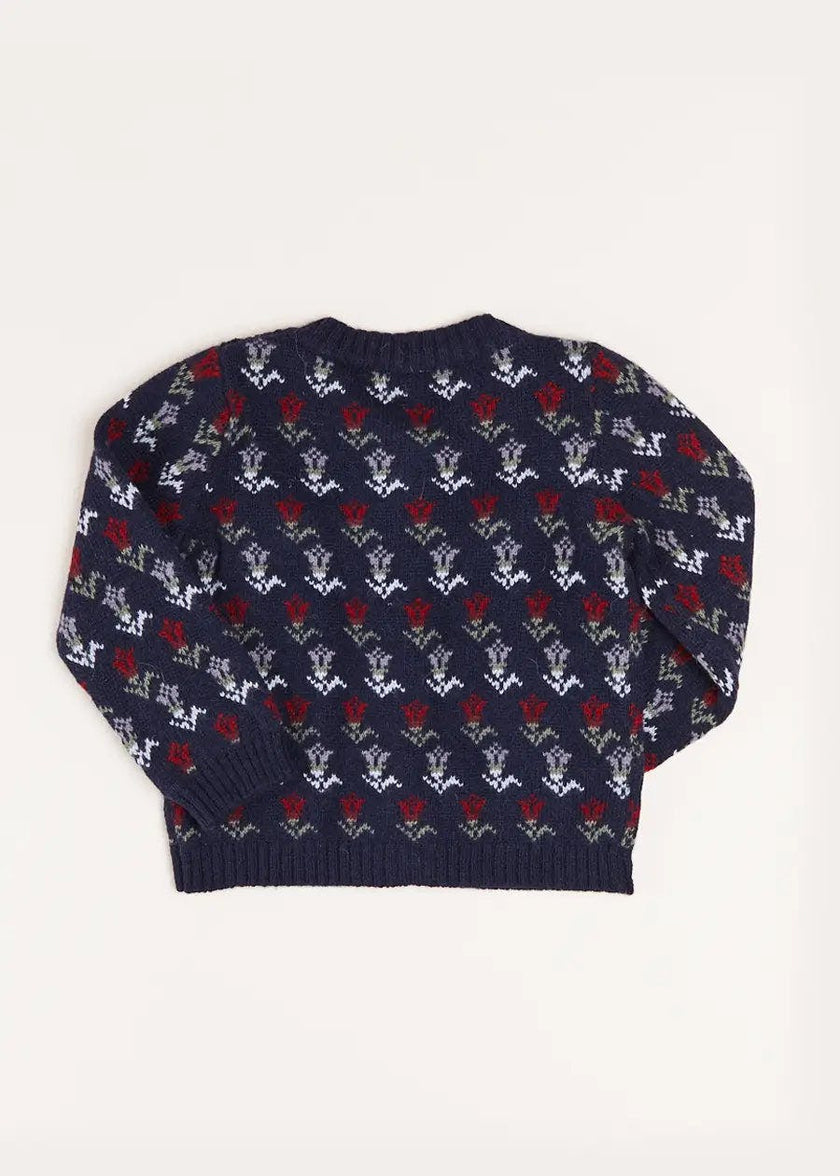 Floral Ruffle Bib Cardigan in Blue (2-10yrs)