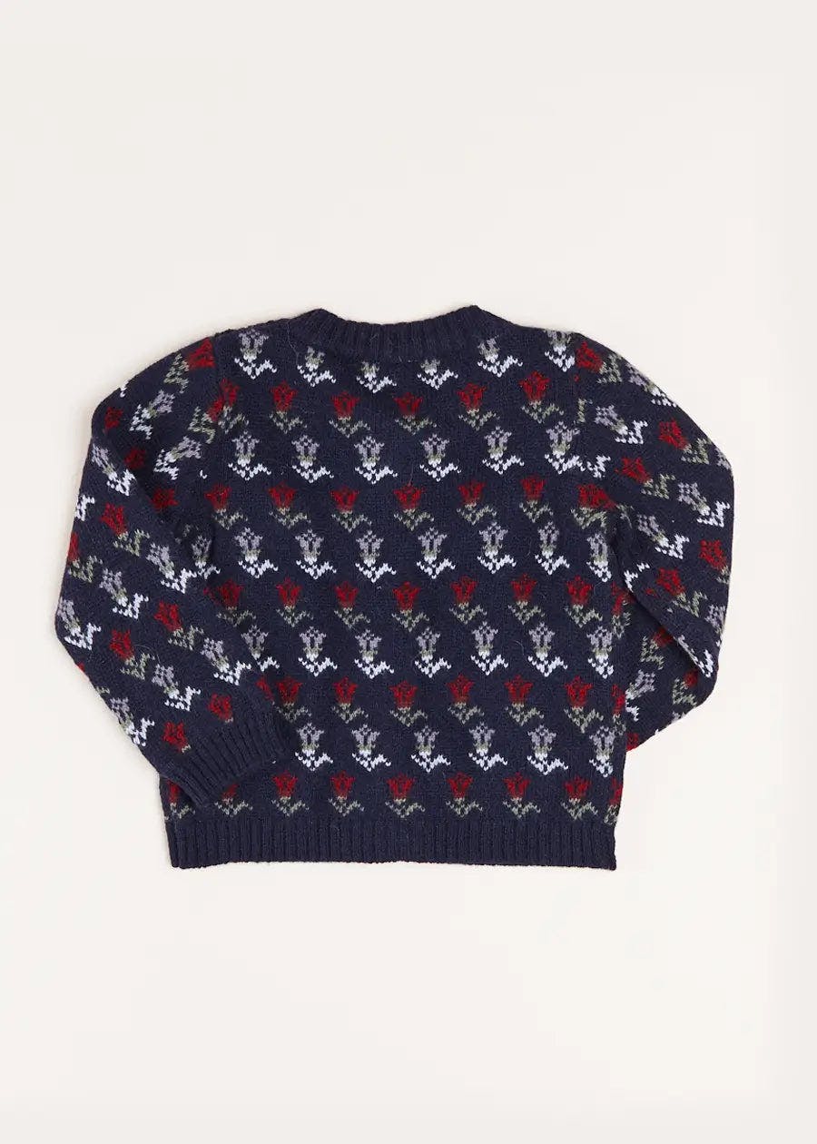 Floral Ruffle Bib Cardigan in Blue (2-10yrs)