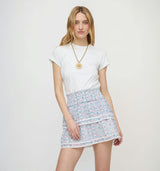 The Meena Skirt - White Etched Floral Stripe