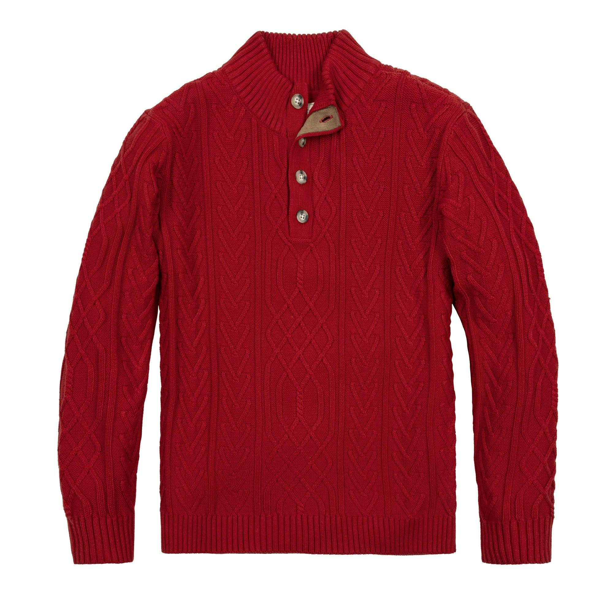 Organic Mock Neck Cable Sweater