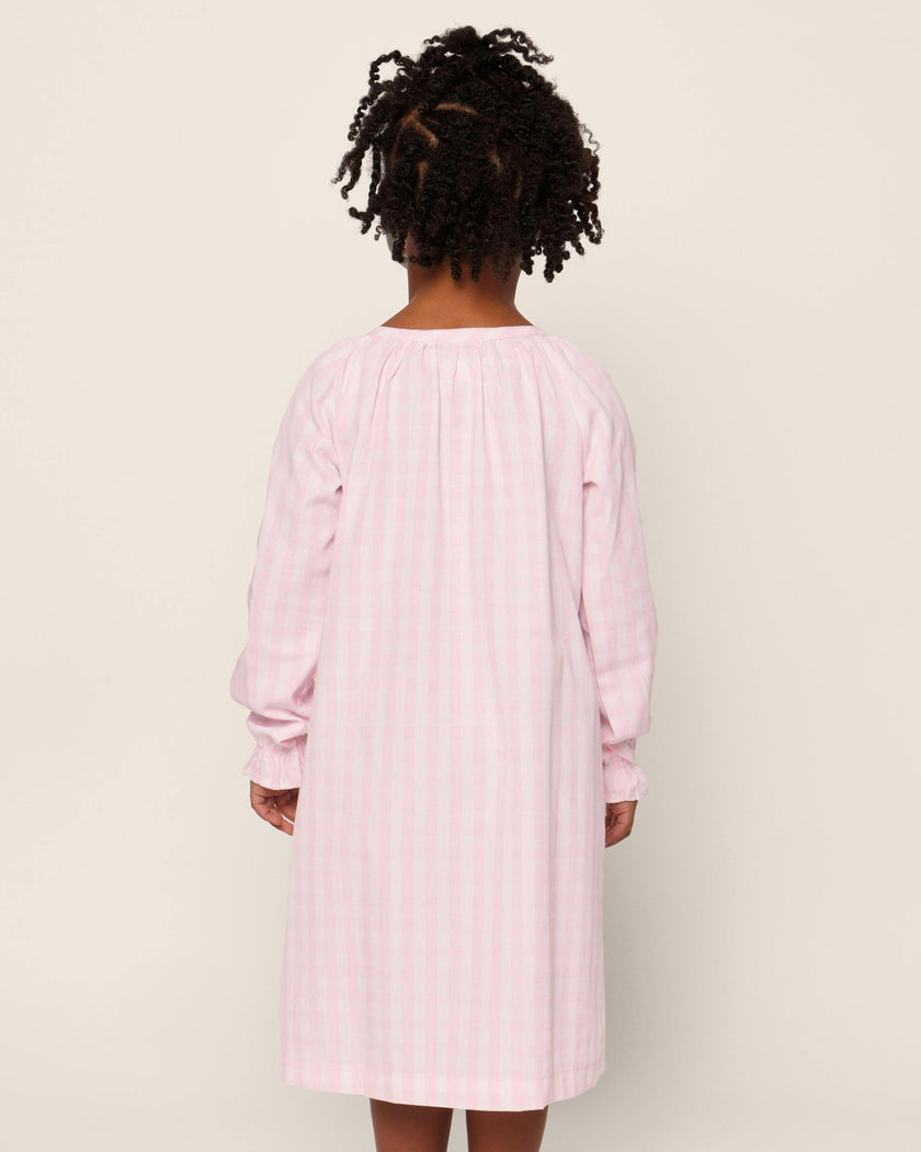 Girl's Twill Delphine Nightgown in Pink Gingham