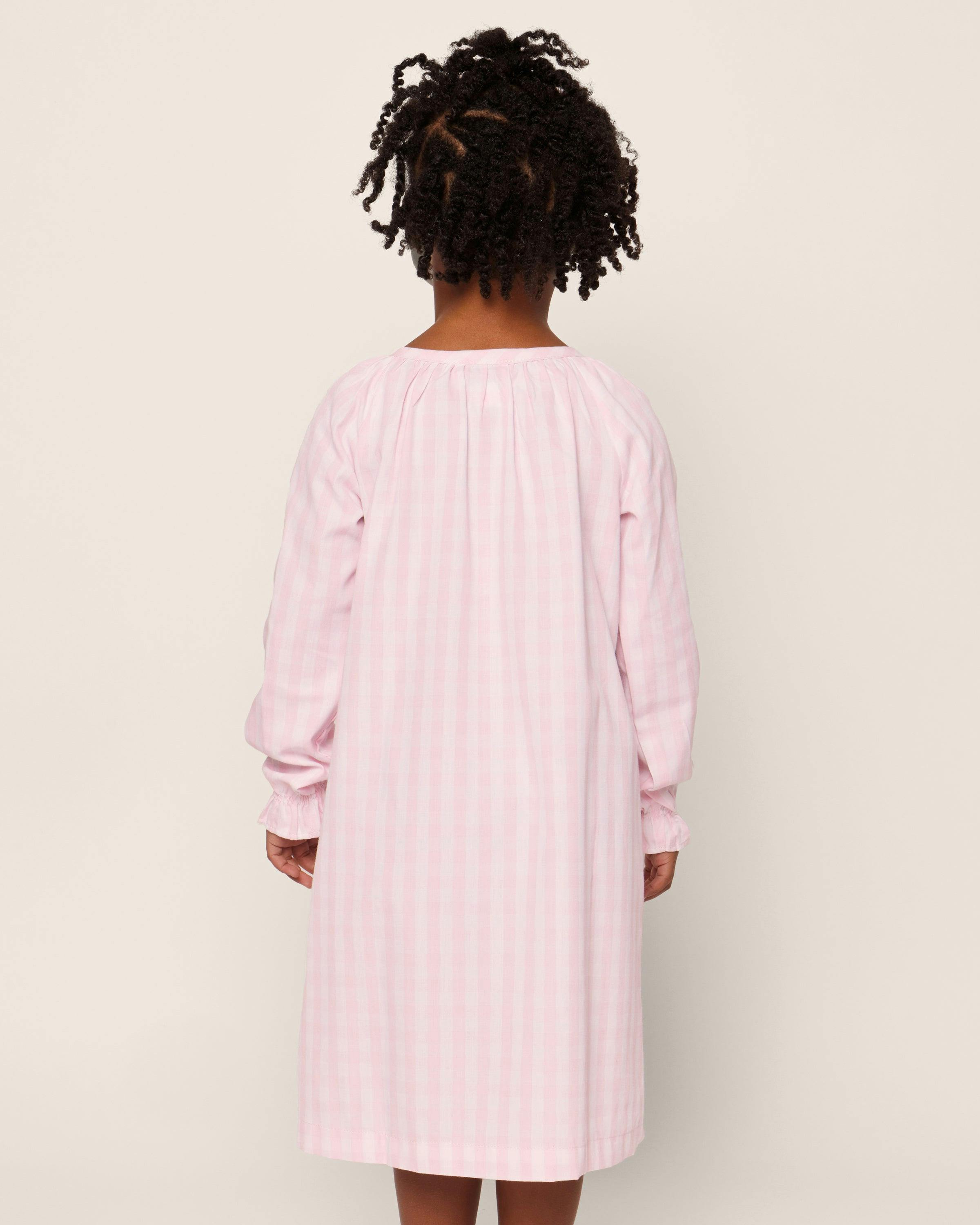 Girl's Twill Delphine Nightgown in Pink Gingham